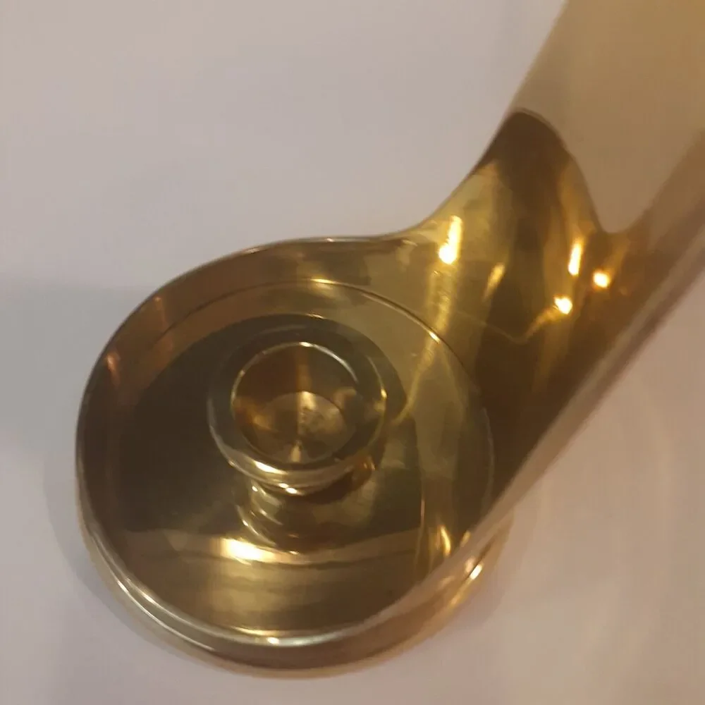 Brass Taper Candle Holder Tall Scrolled Finger Hole Versatile Decor